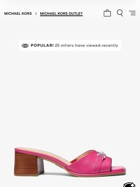 Michael Kors Pink Leather Carson Mule Mid Heel Slide Sandal
